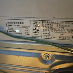 ヤマダセレクト ヤマダ電機 全自動電気洗濯機 YWM-T60H1 2023年製 6.0kg ホワイトの画像