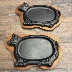 新品未使用　ステーキ皿　1人用鉄板　牛　3セットの画像