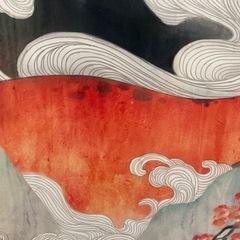 赤い魚と山の風景 置物/壁掛けの画像