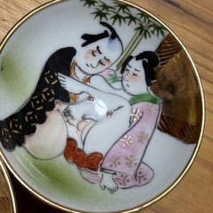 九谷焼 春画 盃 猪口3客 まとめ セット 酒器/酒 古美術 の画像