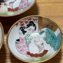 九谷焼 春画 盃 猪口3客 まとめ セット 酒器/酒 古美術 の画像