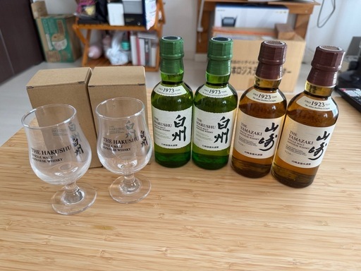 白州・山崎ミニボトル未開封
、グラス セット