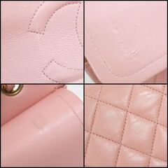 NR27　md18146tm【CHANEL】Wフラップ　マトラッセ25 　ピンク×ゴールド金具　ラムスキンの画像