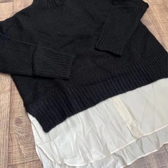 新品未使用★YECCA VECCA（イェッカ ヴェッカ）・シャツレイヤードロングニット （ブラック）定価10890の画像