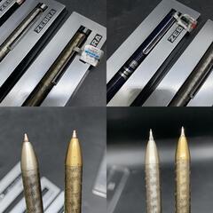 K343 ゼブラ シャーボ/ボールペン3本おまとめ　ZEBRA　2色うるし/シャーペンシャープペン＋ボールペン エッチング仕上げ　未使用　筆記未確認の画像