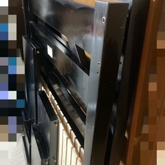 （お届けできます）黒天然木セミダブル本棚付き階段ロフトベッドの画像
