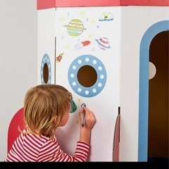 IKEAダンボール工作　ロケット製作済みの画像