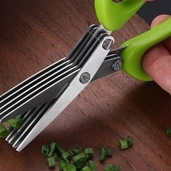 ステンレス製多機能キッチンハサミ、野菜切り、ネギ切り、5枚刃 キッチンバサミの画像