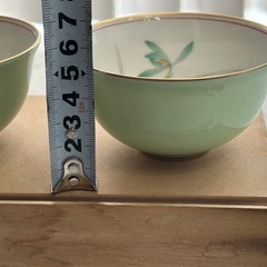 新品　保管品　香蘭社/蘭のひびき湯呑み揃え５客セット/グリーンの画像