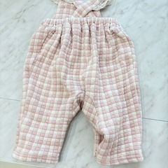 Tête à Tête ピンクチェックロンパース 70cmの画像