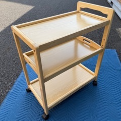 木製トレー付きワゴン3段 キッチンワゴンの画像