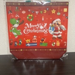 スーパーマリオ　クリスマス不織布バッグ　サンタ紙袋の画像