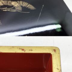 レトロ 重箱 お重 3段重 合成漆器 黒地に松　/TJ-2574 2F南奥の画像
