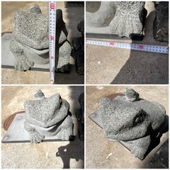重量物!!  特大高さ約40cm 縁起物  蛙 石像 ガーデニング 玄関  置物 オブジェ 中古庭石 カエル置物 石像 石彫  オブジェ 無事帰る 庭園 の画像