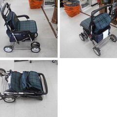 幸和製作所 シルバーカー Walking Stecky チェックグリーン 301 杖立て付き 買い物カー 介護 福祉 手押し 歩行サポート 歩行 手押し車 苫小牧西店の画像