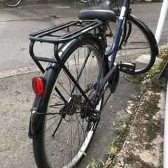 リサイクルショップどりーむ鹿大前店　No.448　27インチ　ダイナモタイプライト付き　鍵付き　6段切替付き♪　紺色　シティサイクルの画像