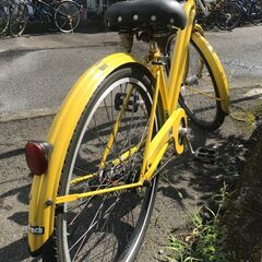 リサイクルショップどりーむ鹿大前店　No.449　22326W　黄色　26インチ　ＬＥＤオ－トライト付き♪　鍵無し　シティサイクルの画像