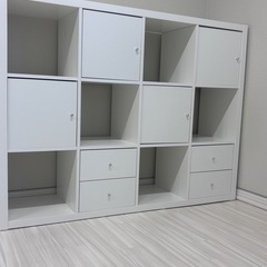 IKEA  カラックス　シェルフ　ホワイト　引き出し　扉の画像