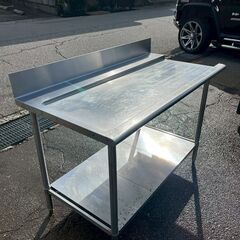 ステンレス製 ソイルド作業台 シンク 水切り台 W1500×D750×H860 厨房 厨房機器 店舗 店舗用品 食洗機用作業台 Y2252の画像
