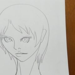 鉛筆線画　オリジナルキャラクター　【原画】　画用紙　A4サイズの画像