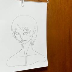 鉛筆線画　オリジナルキャラクター　【原画】　画用紙　A4サイズの画像