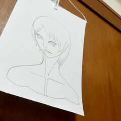 鉛筆線画　オリジナルキャラクター　【原画】　画用紙　A4サイズの画像