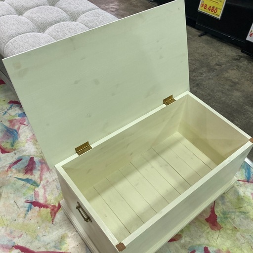 ベンチ型木箱　ホワイト　【輸入家具】