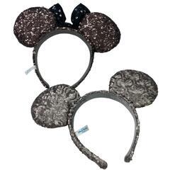 186000 Disney ディズニー 2点 カチューシャ ミッキー ミニー スパンコール まとめ売り キラキラ ペアコーデ [0000000001110]の画像