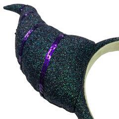 186000 Disney ディズニー 美品 マレフィセント カチューシャ 黒紫 グリッター [0000000001111]の画像