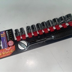 髙儀　GISUKE　ラチェットハンドル ソケットレンチセット　No.2　ホルダー付　11pcs　11ピース　sq 9.5㎜　中古　③の画像