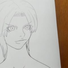 鉛筆線画　オリジナルキャラクター　原画　画用紙　A4サイズの画像