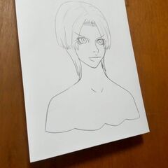 鉛筆線画　オリジナルキャラクター　原画　画用紙　A4サイズの画像