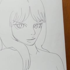 鉛筆線画　オリジナルキャラクター　【原画】　画用紙　A4サイズの画像