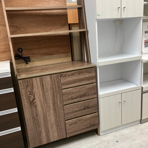 LOWYA キッチンボード　一枚扉　引き出し付　ブラウン【トレファク堺福田店】