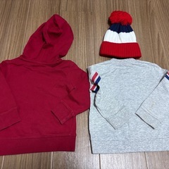 西松屋 95 長袖パーカー　羽織り　赤　グレー　トップス　まとめ売りの画像