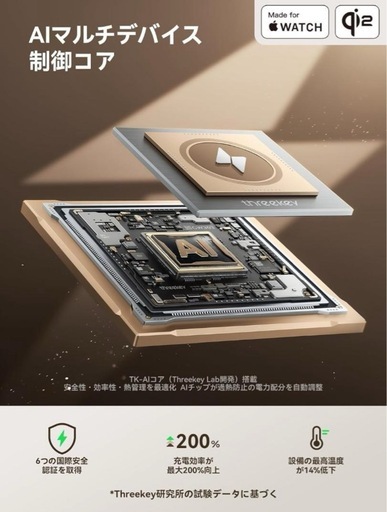 ⭐️4台同時充電⭐️Threekey充電スタンド／Apple公式認証／高速充電⭐️新品未開封