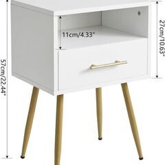✨新品✨ IBUYKE サイドテーブル🪑 3段収納付き ホワイトの画像