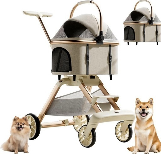 ペットカート 犬 分離型 取り外し可能 4輪 折りたたみ可能 軽量 ベビーカー