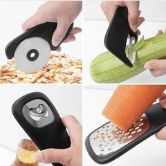 キッチンガジェットセット おろし器、ピザカッター、栓抜き、ピーラー　キッチンツール　コンパクト　キッチン用品　の画像