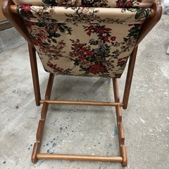 イス, 木製折りたたみ, イージーチェア, 花柄, レトロ, (新品)椅子, の画像