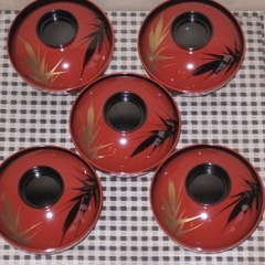 会津塗 吸物椀 5客セット Sone Art 漆器 漆塗り 蓋付き椀 汁椀の画像