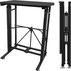 スタンディングデスク 昇降デスク 折りたたみ 幅58cm×奥行40cm コンパクト スリム 昇降 手動 パソコンデスク オフィスワークテーブル 在宅 黒 ブラック 折りたたみテーブル の画像