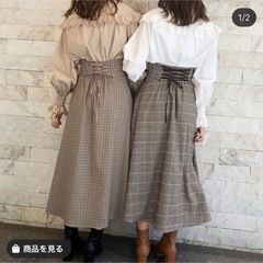 one after another nice claupチェック フレアスカートの画像