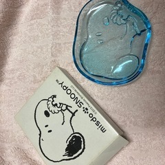 【未使用】スヌーピーペアプレート、プレート、水色ガラスプレートセットの画像
