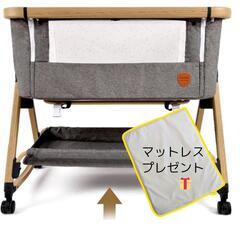 Feemon SGS認定 折りたたみベビーベッド グレー マット付きの画像