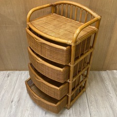 ラタン　藤　4段チェスト　タンス　収納の画像