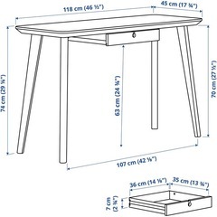 IKEAイケア LISABO リーサボー デスク, アッシュ材突き板, 118x45 cmの画像