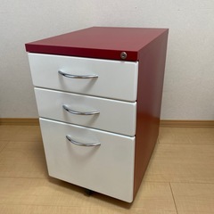 デスクワゴン★ホワイト×レッド★スチールの画像