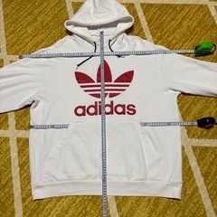 152・古着・adidas・超BIGサイズ・希少両面ビッグトレフォイルフーディの画像