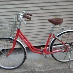 自転車　赤色　普通に乗れます！の画像